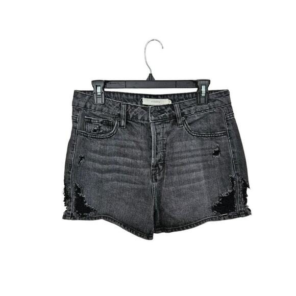 Hidden Pants - Hidden Black/Gray Distressed High Waisted Jean Shorts Women Sz Medium Button Up
